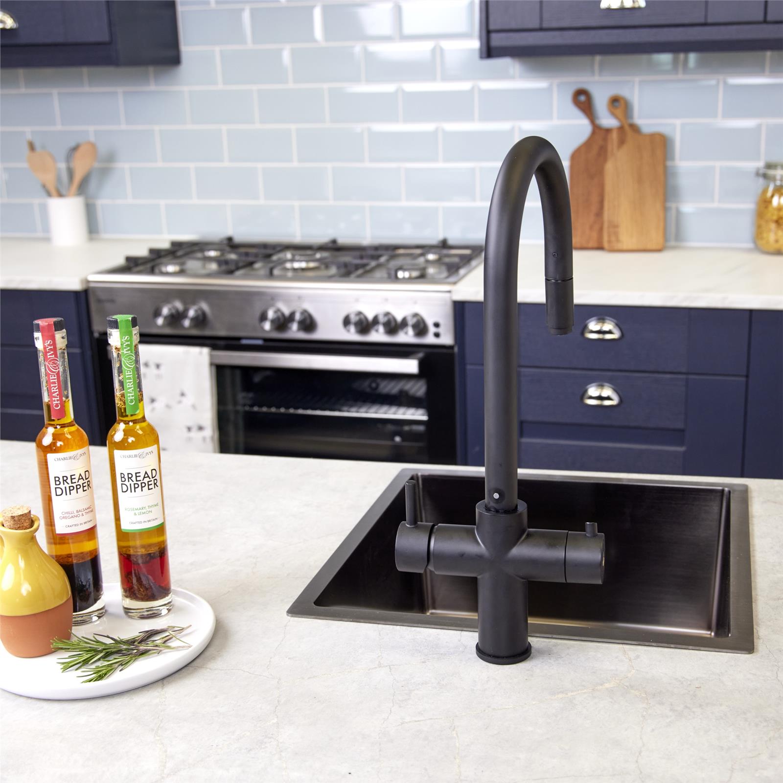 Liquida CPL311MB Matt Black 3-in-1 Instant Hot Water Pull Out Kitchen Tap