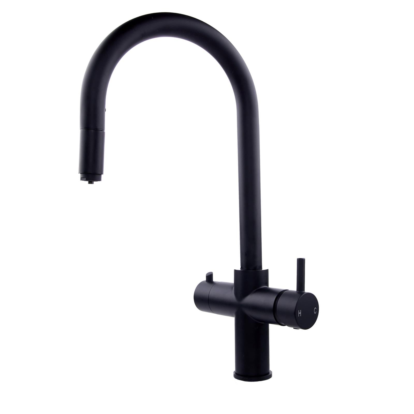 Liquida CPL311MB Matt Black 3-in-1 Instant Hot Water Pull Out Kitchen Tap