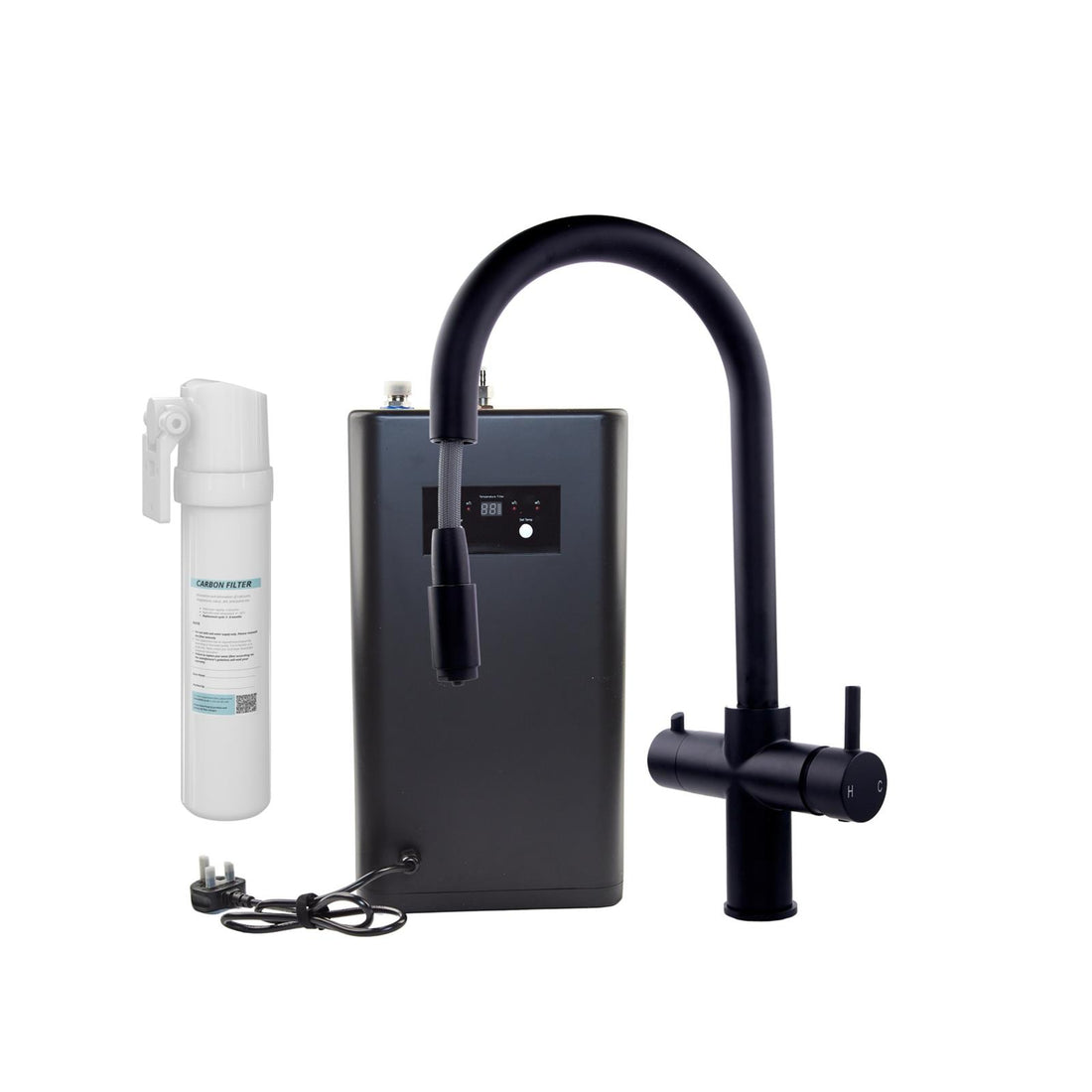 Liquida CPL311MB Matt Black 3-in-1 Instant Hot Water Pull Out Kitchen Tap