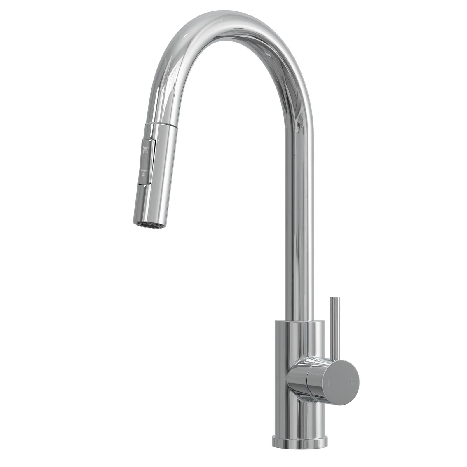 Liquida CMP10WH 1.0 Bowl White Kitchen Sink With CT452CH Chrome Pull Out Tap