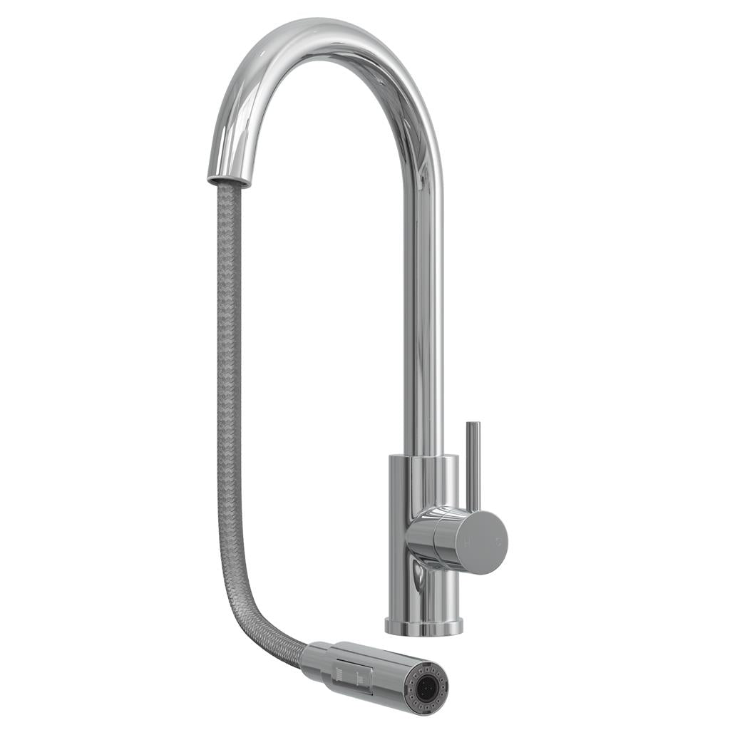Liquida CT452CH Single Lever Pull-Out Chrome Kitchen Mixer Tap - GRADED