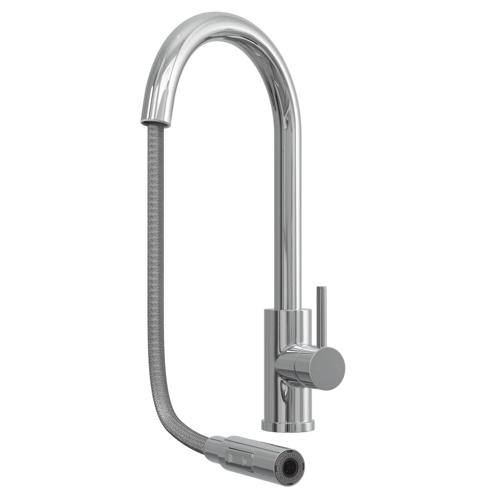 Liquida CMP5WH 1.0 Bowl White Kitchen Sink With CT452CH Chrome Pull Out Tap