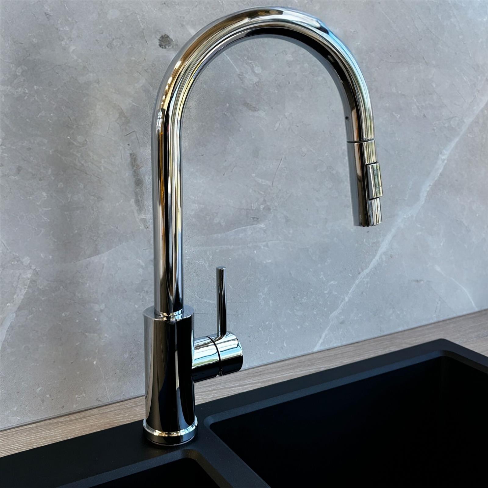 Liquida CT452CH Single Lever Pull-Out Chrome Kitchen Mixer Tap - GRADED