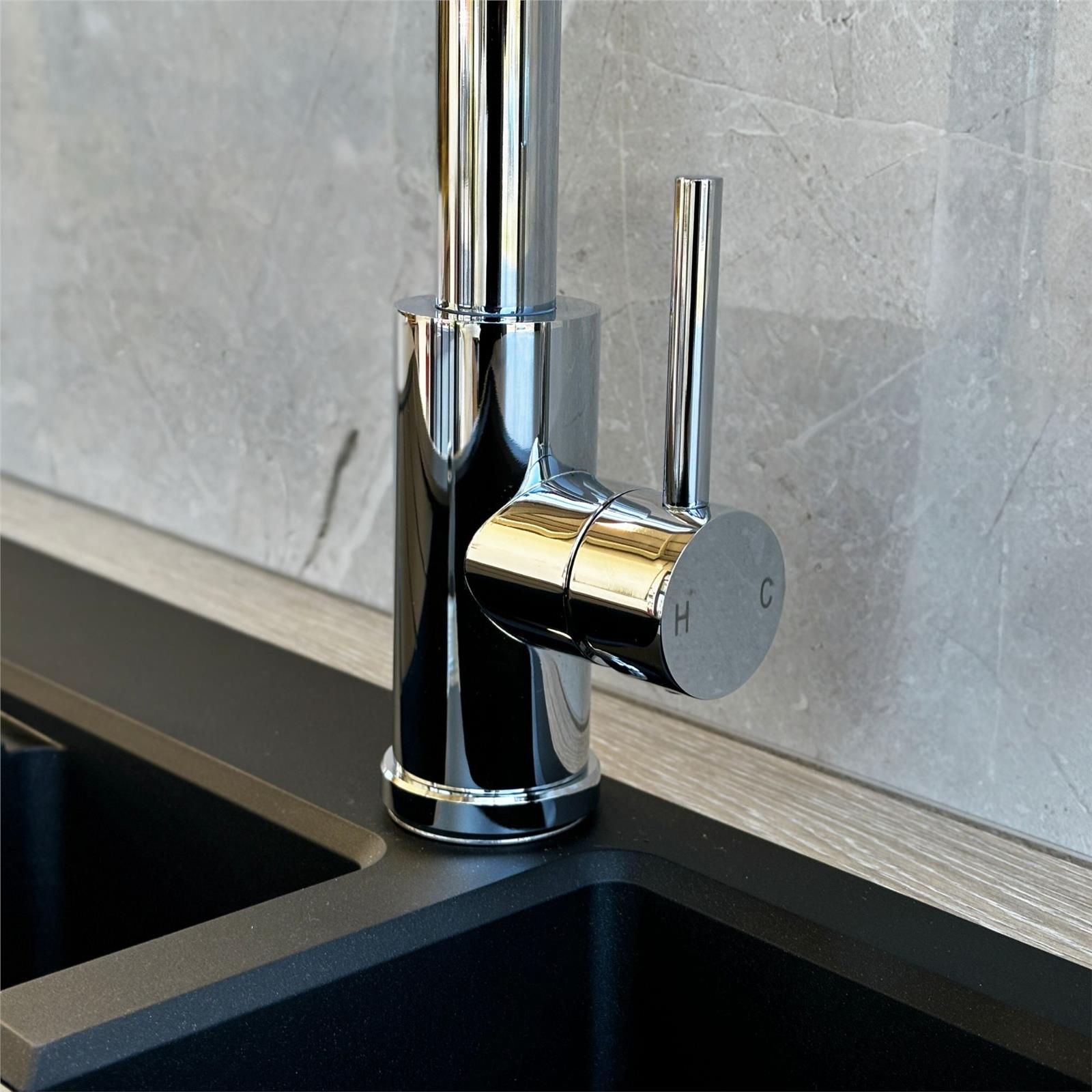Liquida CT452CH Single Lever Pull-Out Chrome Kitchen Mixer Tap - GRADED