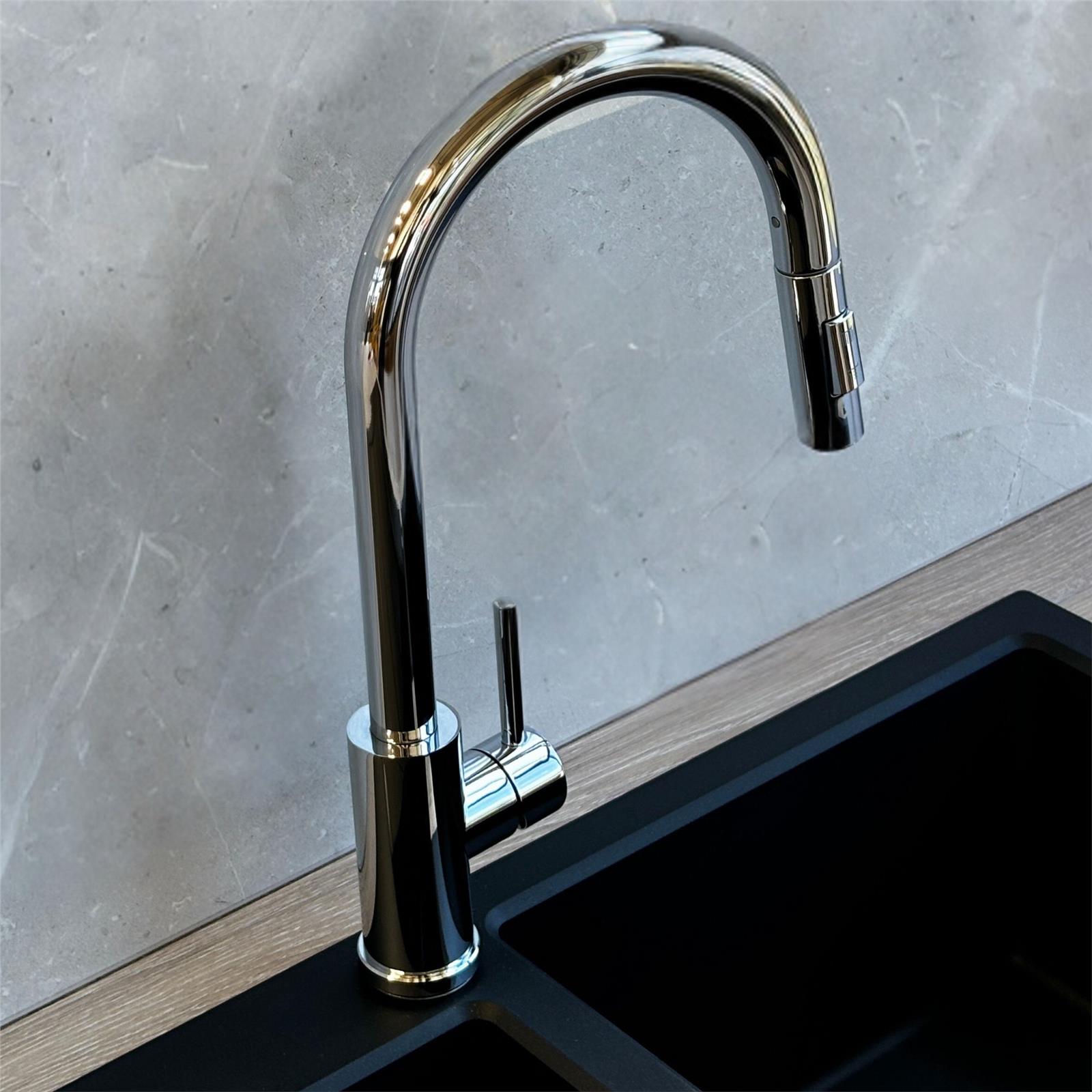 Liquida CT452CH Single Lever Pull-Out Chrome Kitchen Mixer Tap - GRADED
