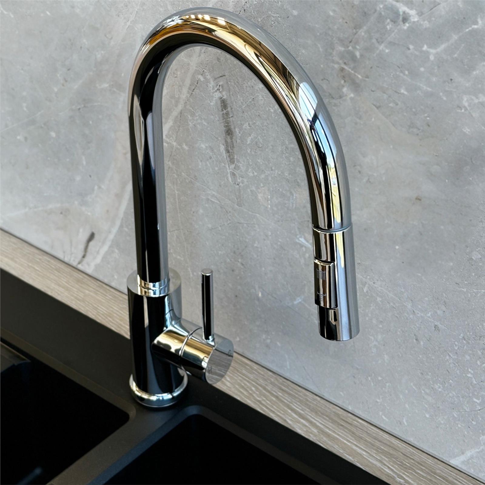 Liquida CT452CH Single Lever Pull-Out Chrome Kitchen Mixer Tap - GRADED