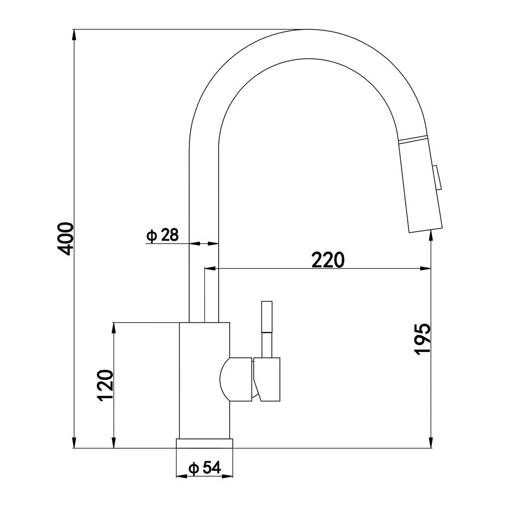 Liquida CT452CH Single Lever Pull-Out Chrome Kitchen Mixer Tap - GRADED