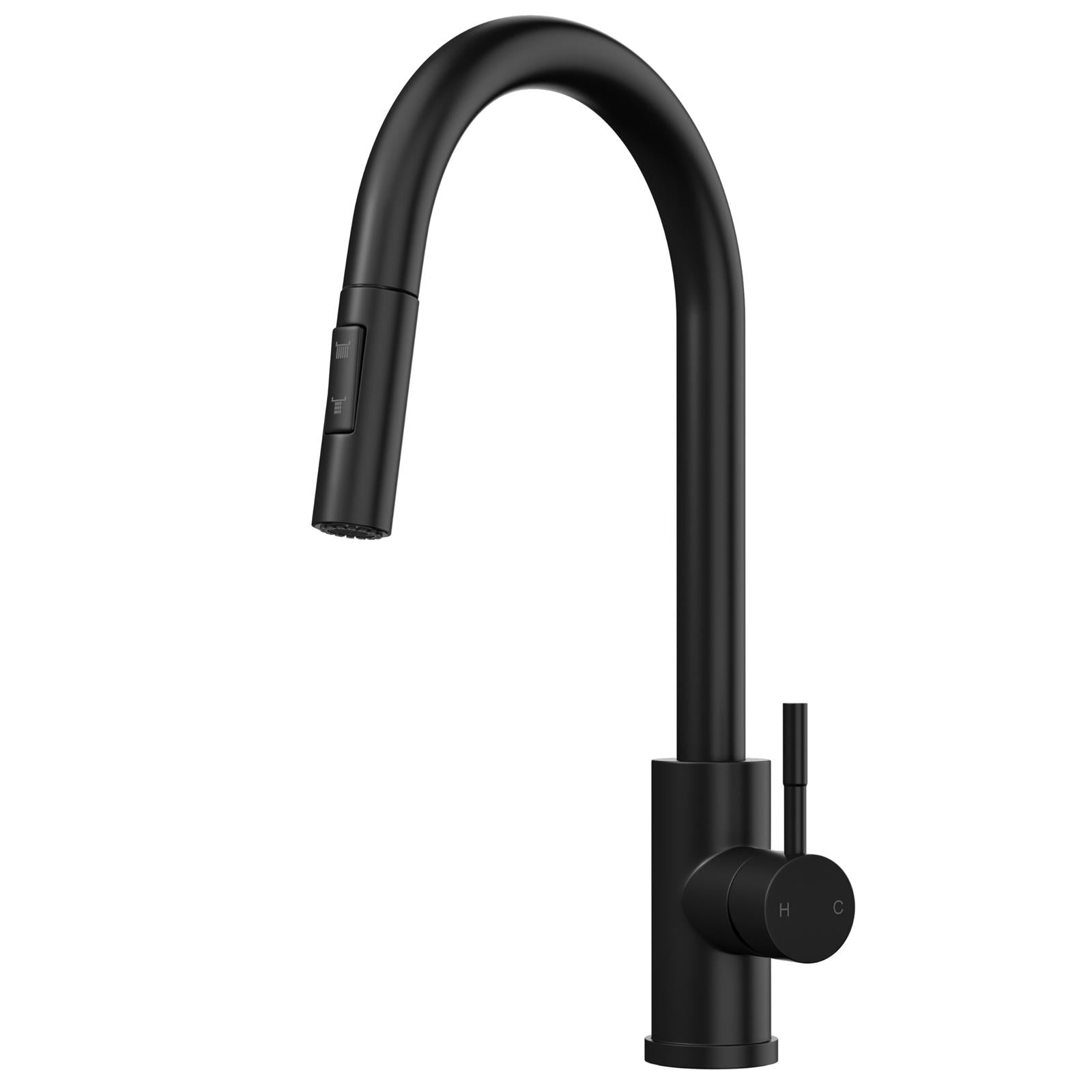 Liquida CMP5BL 1.0 Bowl Black Kitchen Sink With CT453MB Black Pull Out Tap