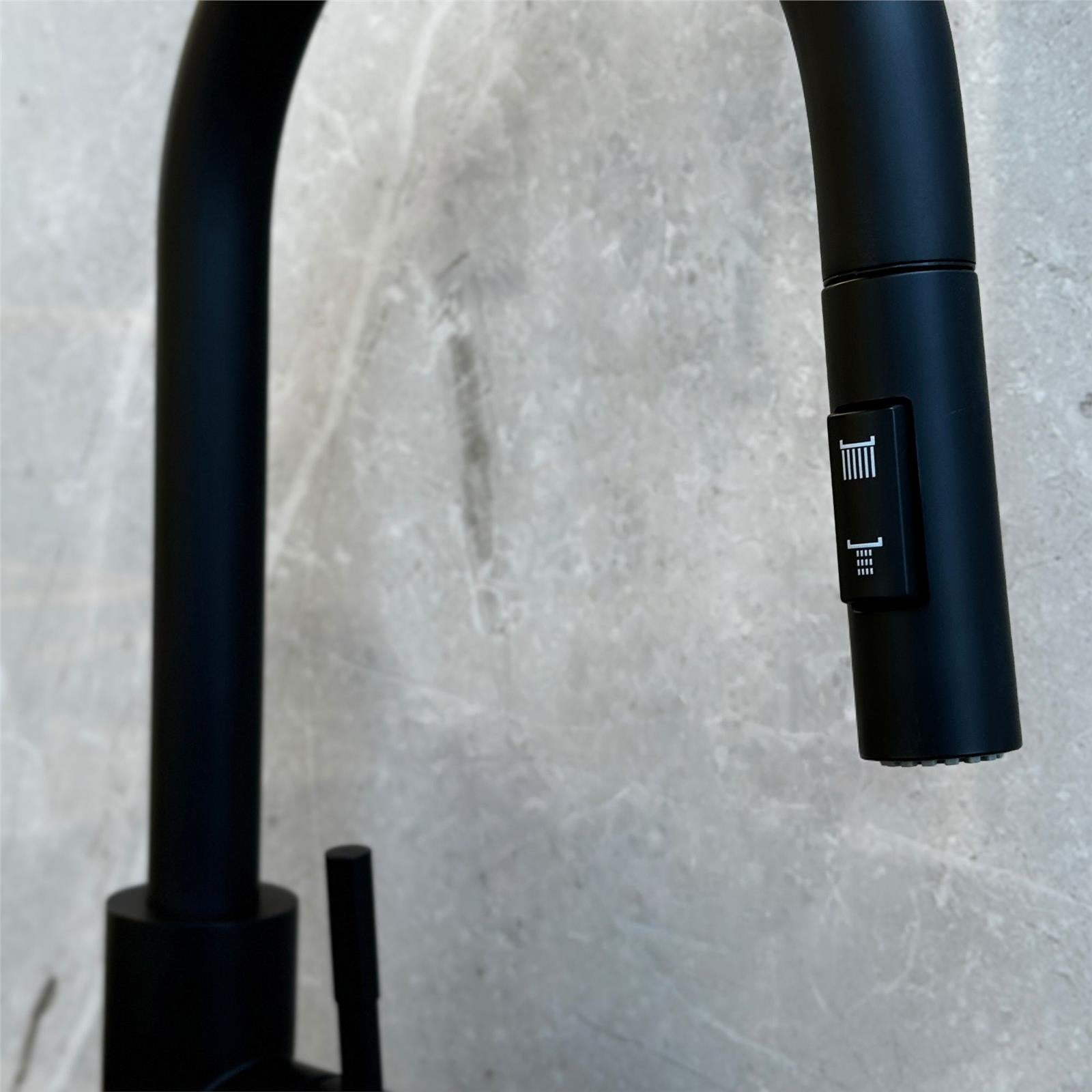 Liquida CMP5BL 1.0 Bowl Black Kitchen Sink With CT453MB Black Pull Out Tap