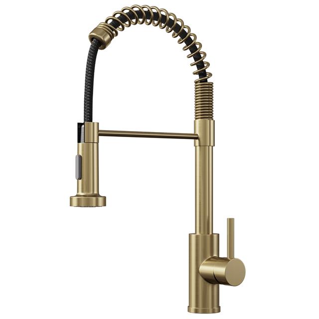 Liquida CT595BR Brushed Brass Spring Kitchen Mixer Tap With Pull Out Spray Head
