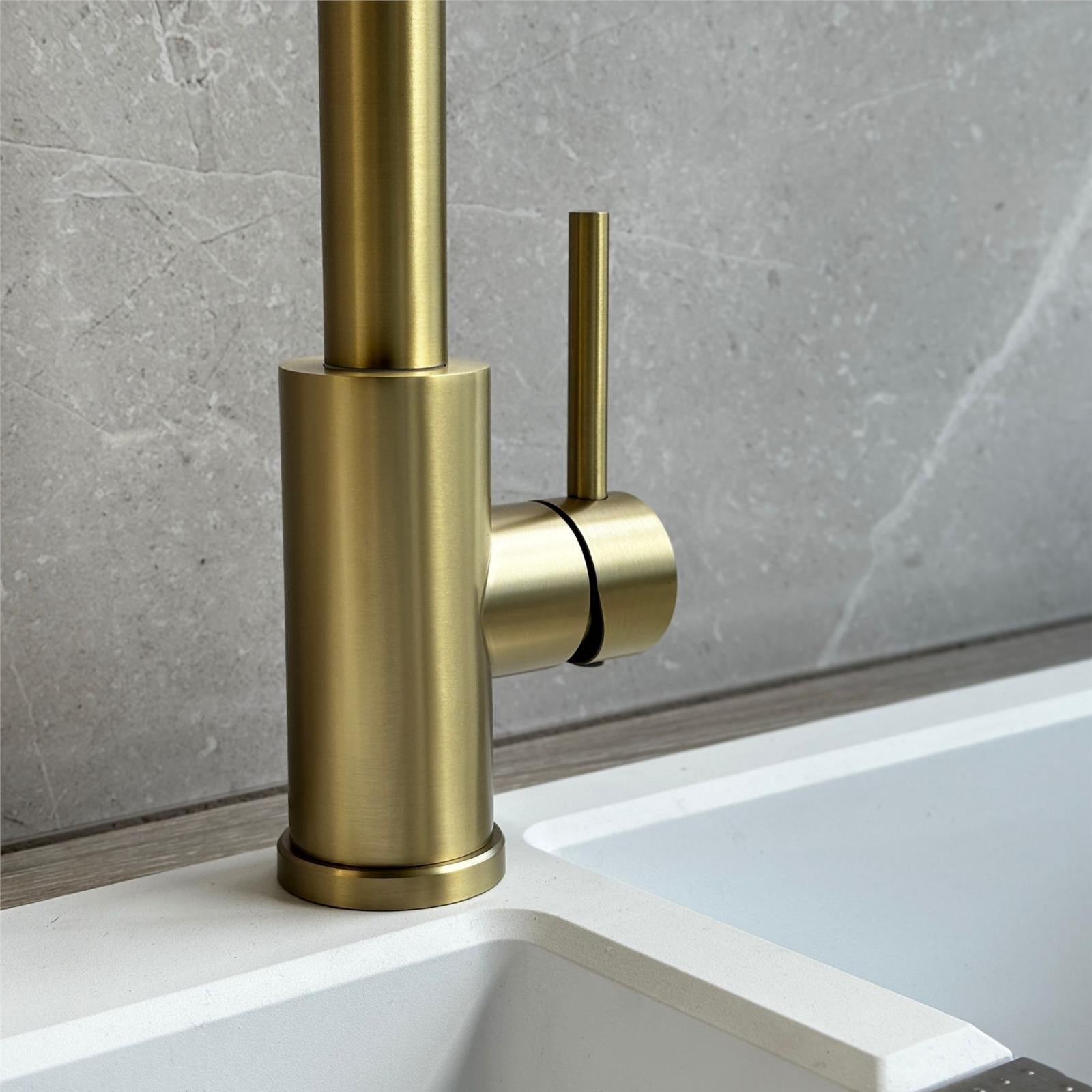 Liquida CT595BR Brass Spring Kitchen Pull Out Spray Kitchen Tap - GRADED x 1