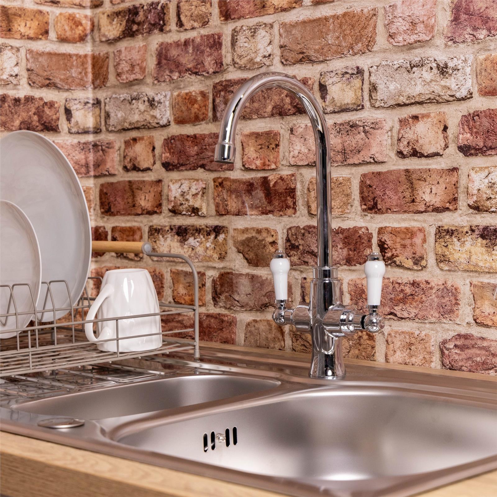Liquida CTR6CH Traditional Style Dual Lever Chrome Kitchen Mixer Tap