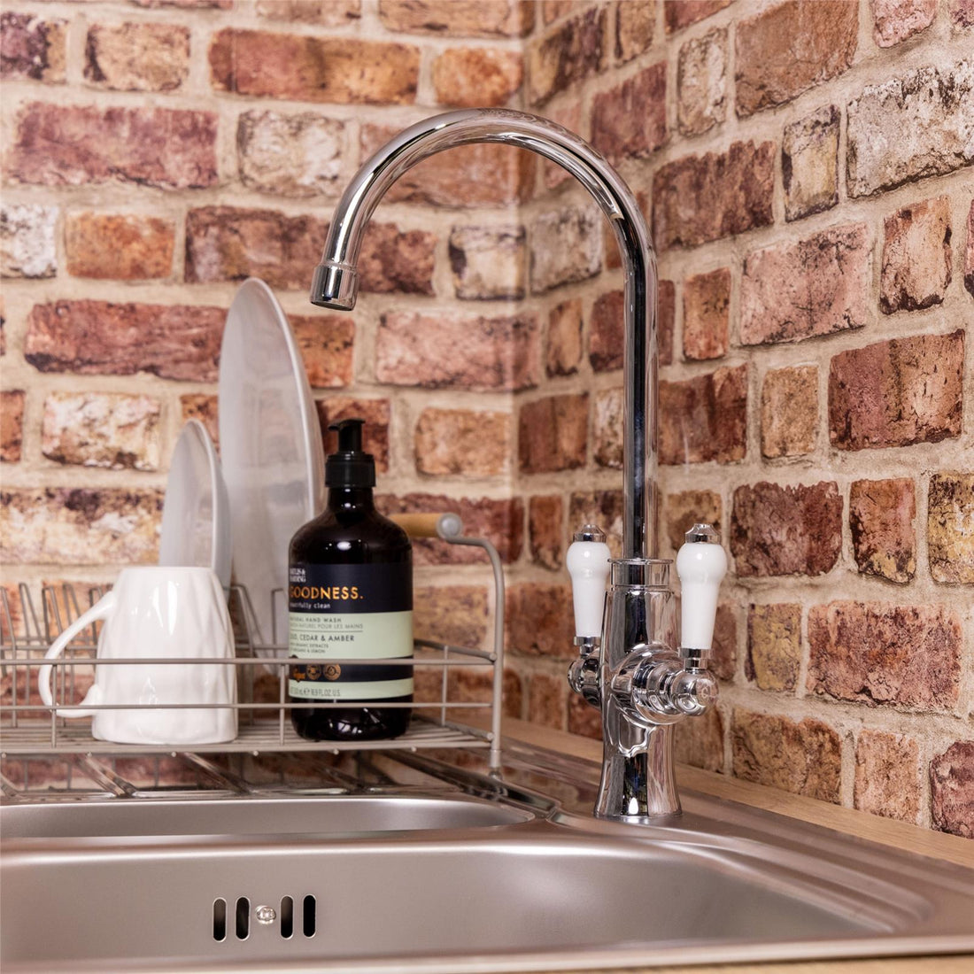Liquida CTR6CH Traditional Style Dual Lever Chrome Kitchen Mixer Tap