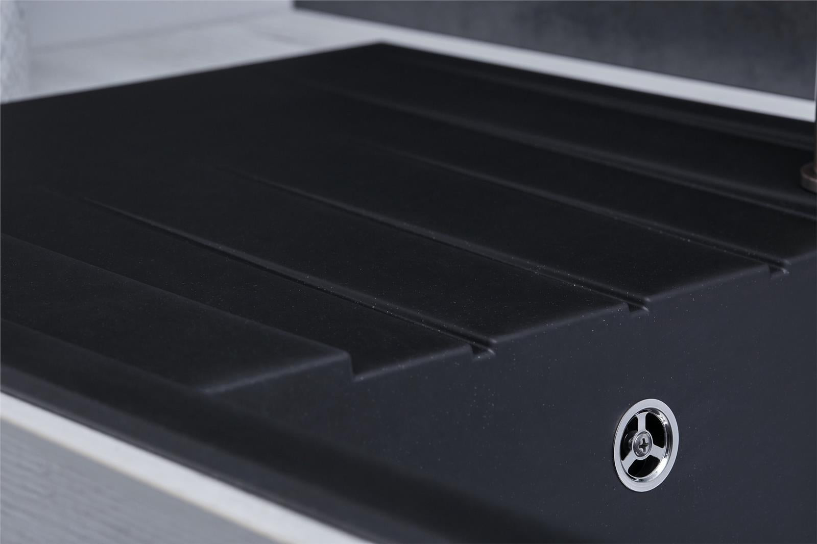 Liquida CU10BL 1.0 Bowl Black Kitchen Sink With KPO11MB Black Pull Out Tap