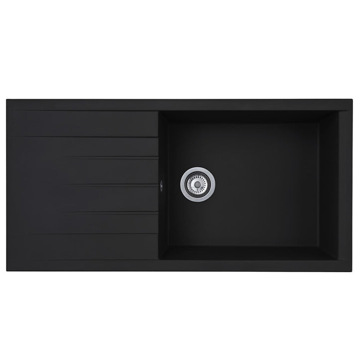 Liquida CU10BL 1.0 Bowl Black Kitchen Sink With KPO11MB Black Pull Out Tap