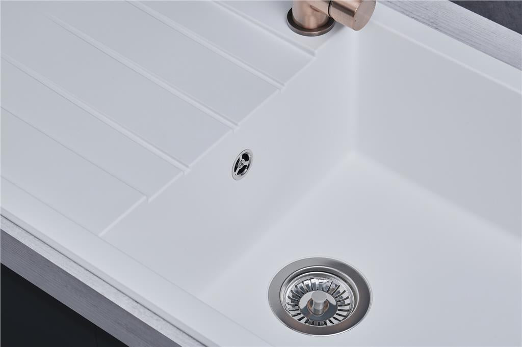 Liquida CU10WH 1.0 Bowl Composite Reversible Inset White Kitchen Sink - GRADED