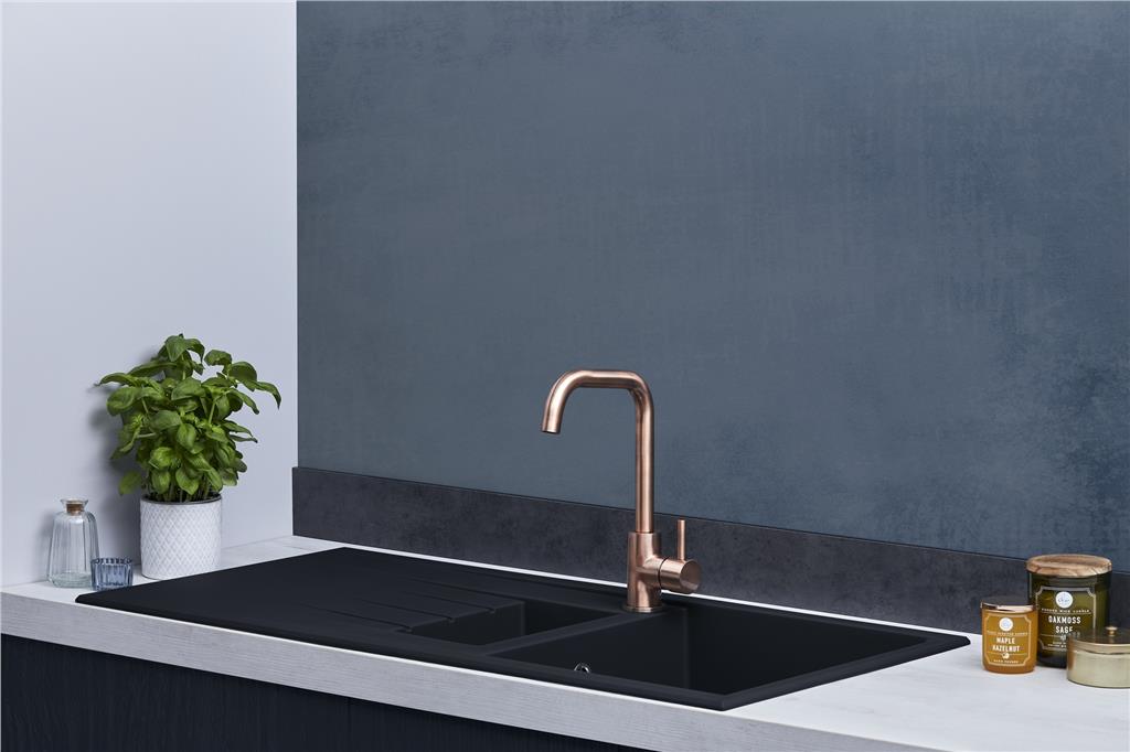 Liquida CU15BL 1.5 Bowl Composite Reversible Inset Black Kitchen Sink - GRADED