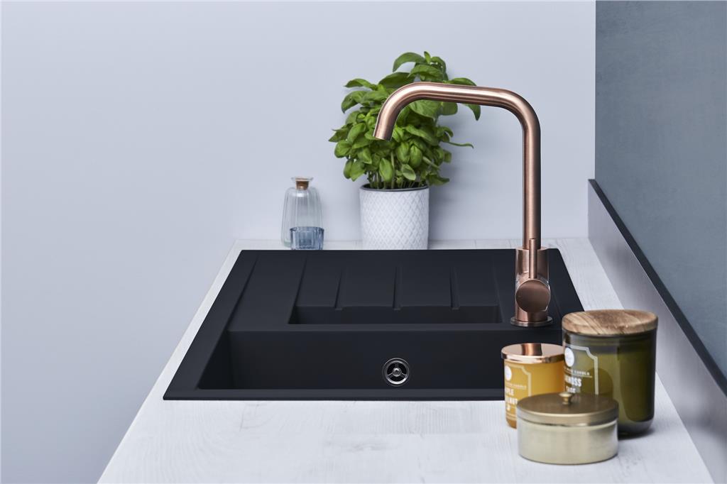 Liquida CU15BL 1.5 Bowl Composite Reversible Inset Black Kitchen Sink - GRADED
