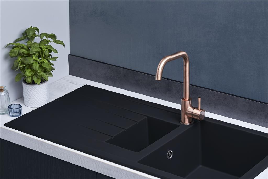 Liquida CU15BL 1.5 Bowl Composite Reversible Inset Black Kitchen Sink - GRADED
