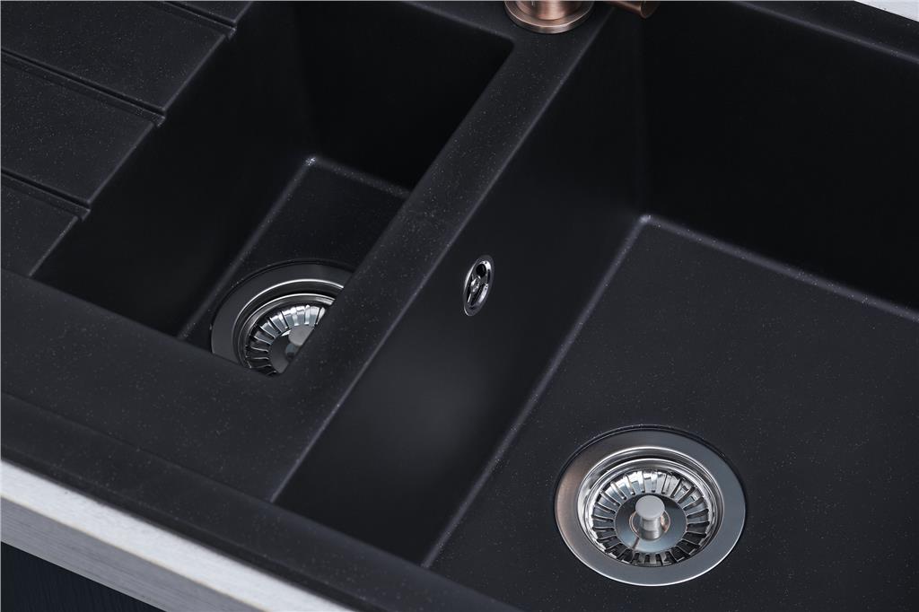 Liquida CU15BL 1.5 Bowl Composite Reversible Inset Black Kitchen Sink - GRADED