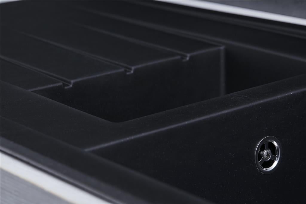 Liquida CU15BL 1.5 Bowl Composite Reversible Inset Black Kitchen Sink - GRADED