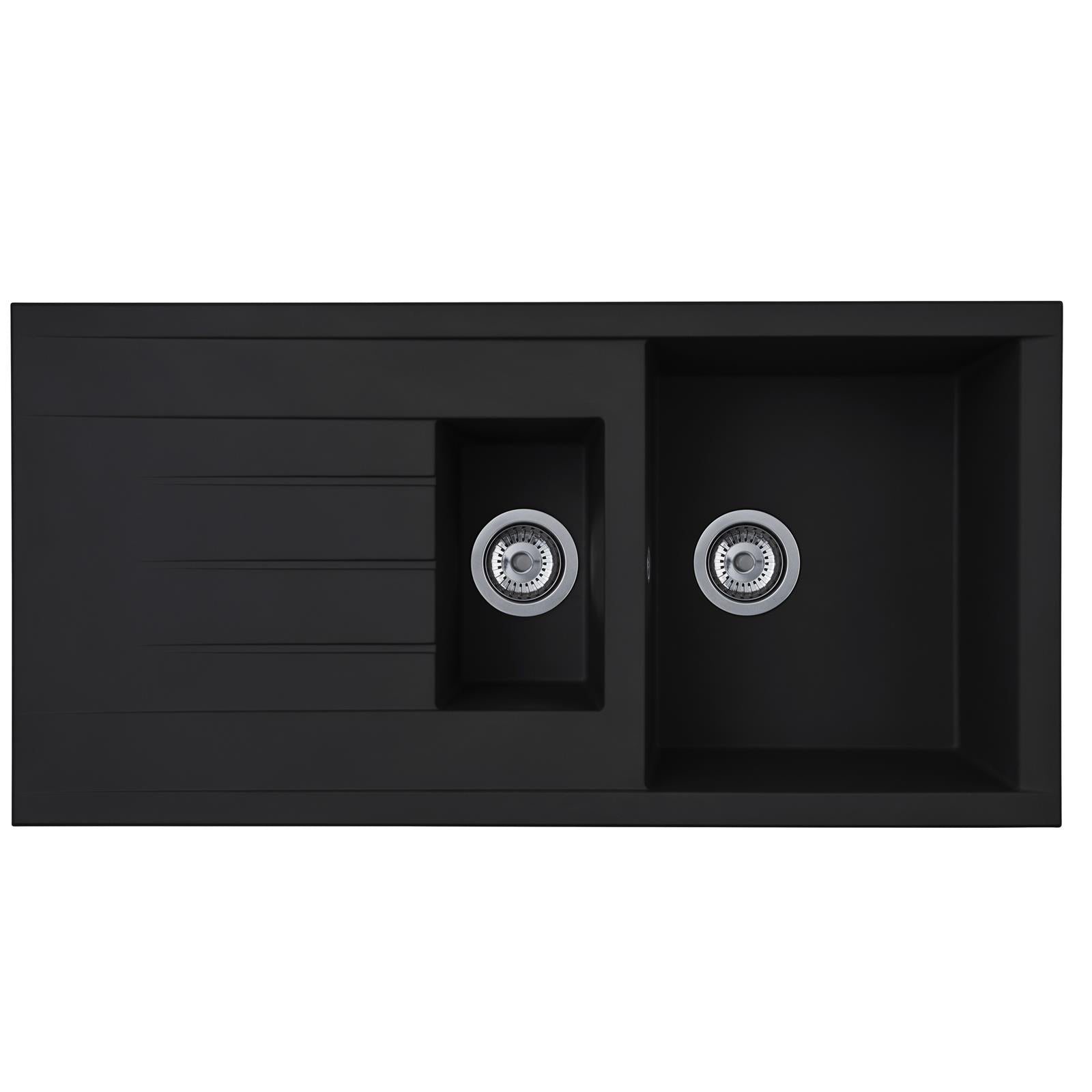 Liquida CU15BL 1.5 Bowl Composite Reversible Inset Black Kitchen Sink - GRADED