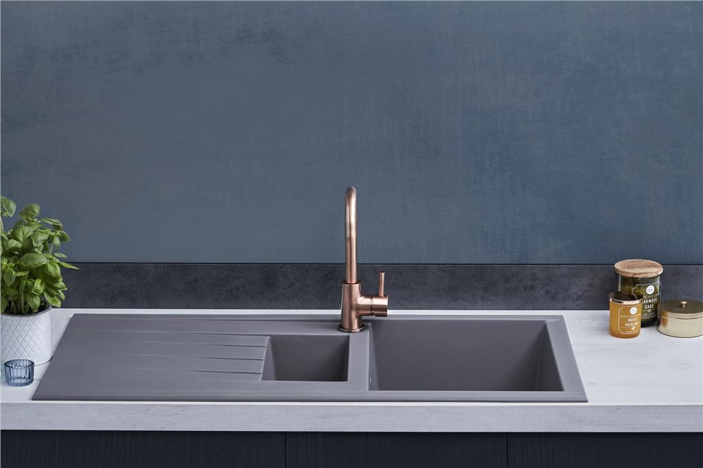Liquida CU15GR 1.5 Bowl Composite Reversible Inset Grey Kitchen Sink - GRADED
