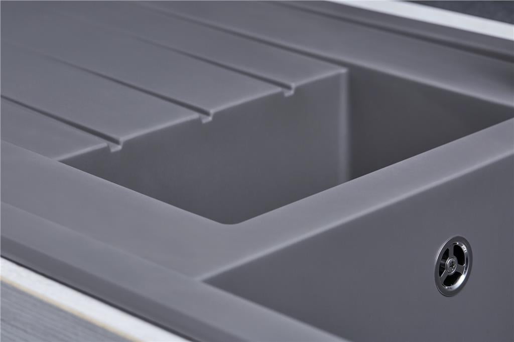 Liquida CU15GR 1.5 Bowl Composite Reversible Inset Grey Kitchen Sink - GRADED