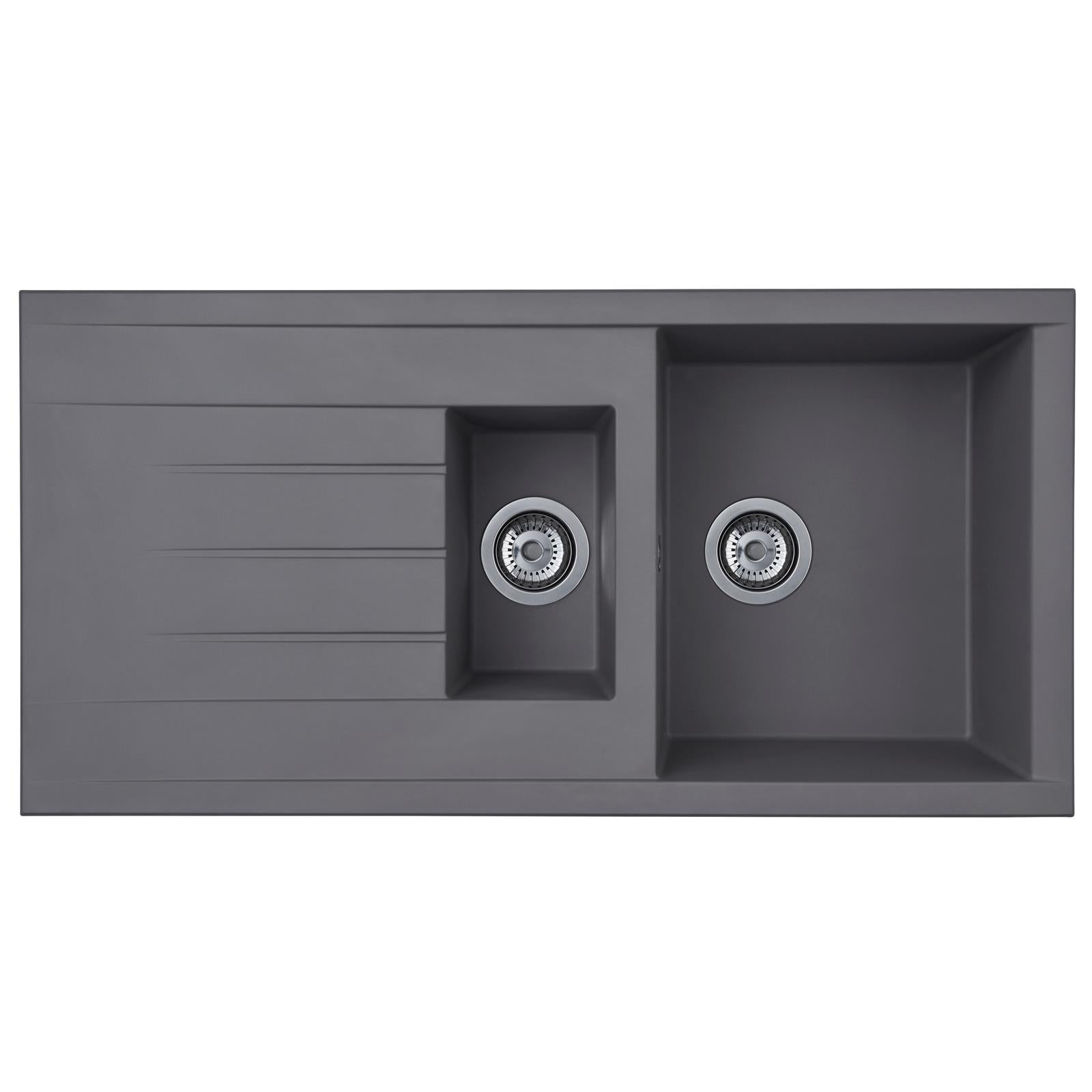 Liquida CU15GR 1.5 Bowl Composite Reversible Inset Grey Kitchen Sink With Waste