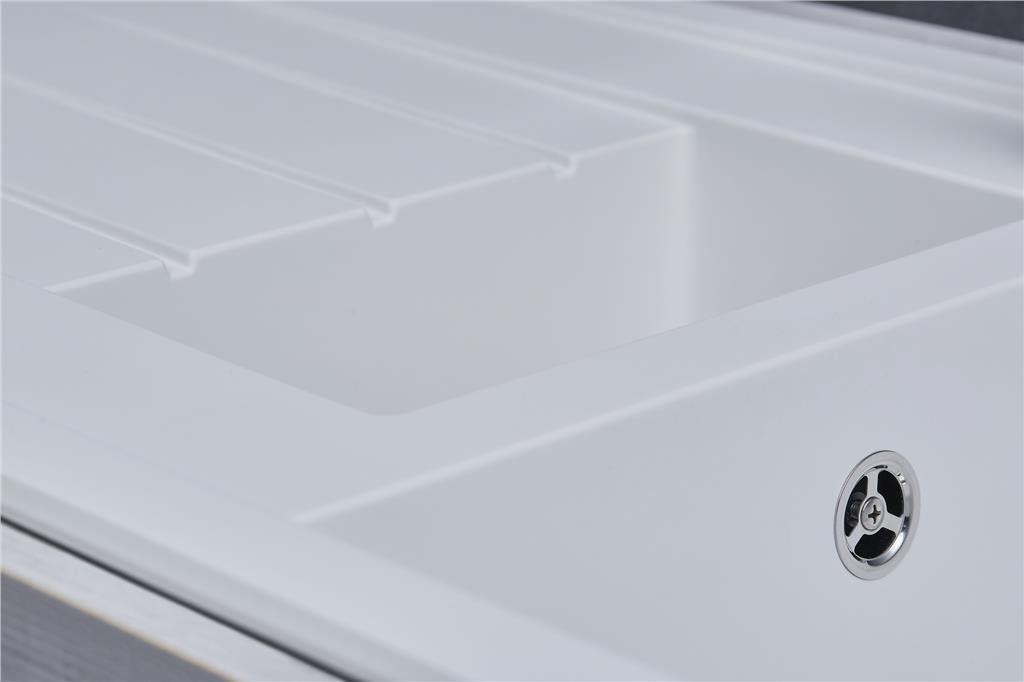Liquida CU15WH 1.5 Bowl Composite Reversible Inset White Kitchen Sink With Waste