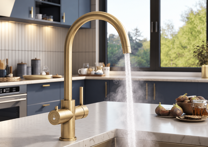 Liquida CY311BR 3 in 1 Brushed Brass Instant Boiling Water Kitchen Tap
