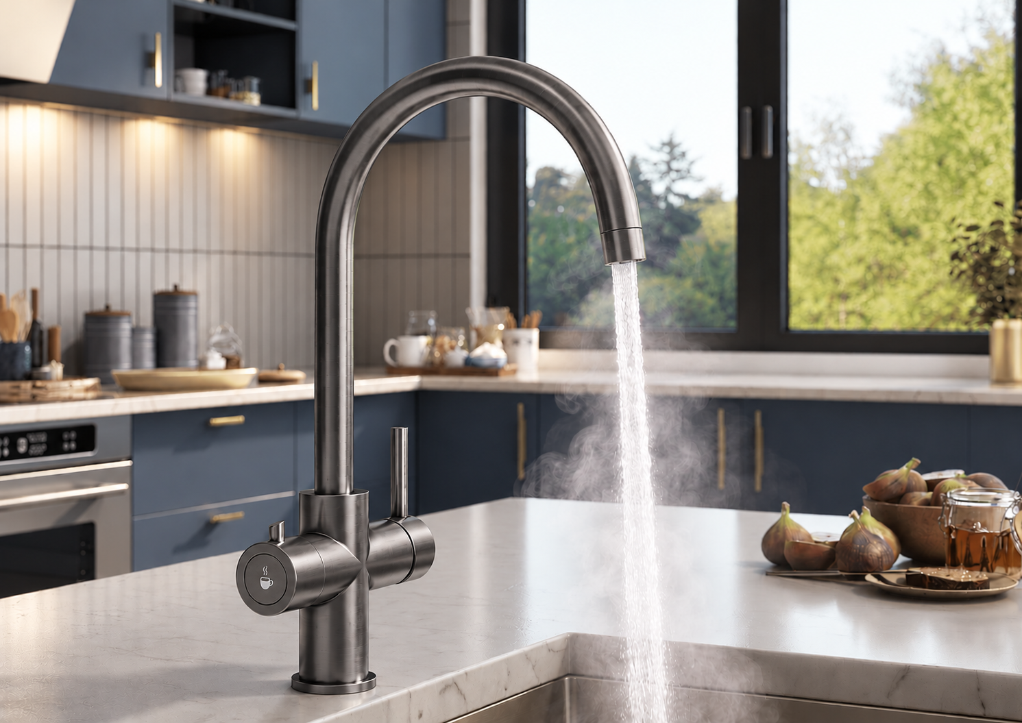 Liquida CY311GM 3 in 1 Gun Metal Grey Instant Boiling Water Kitchen Tap