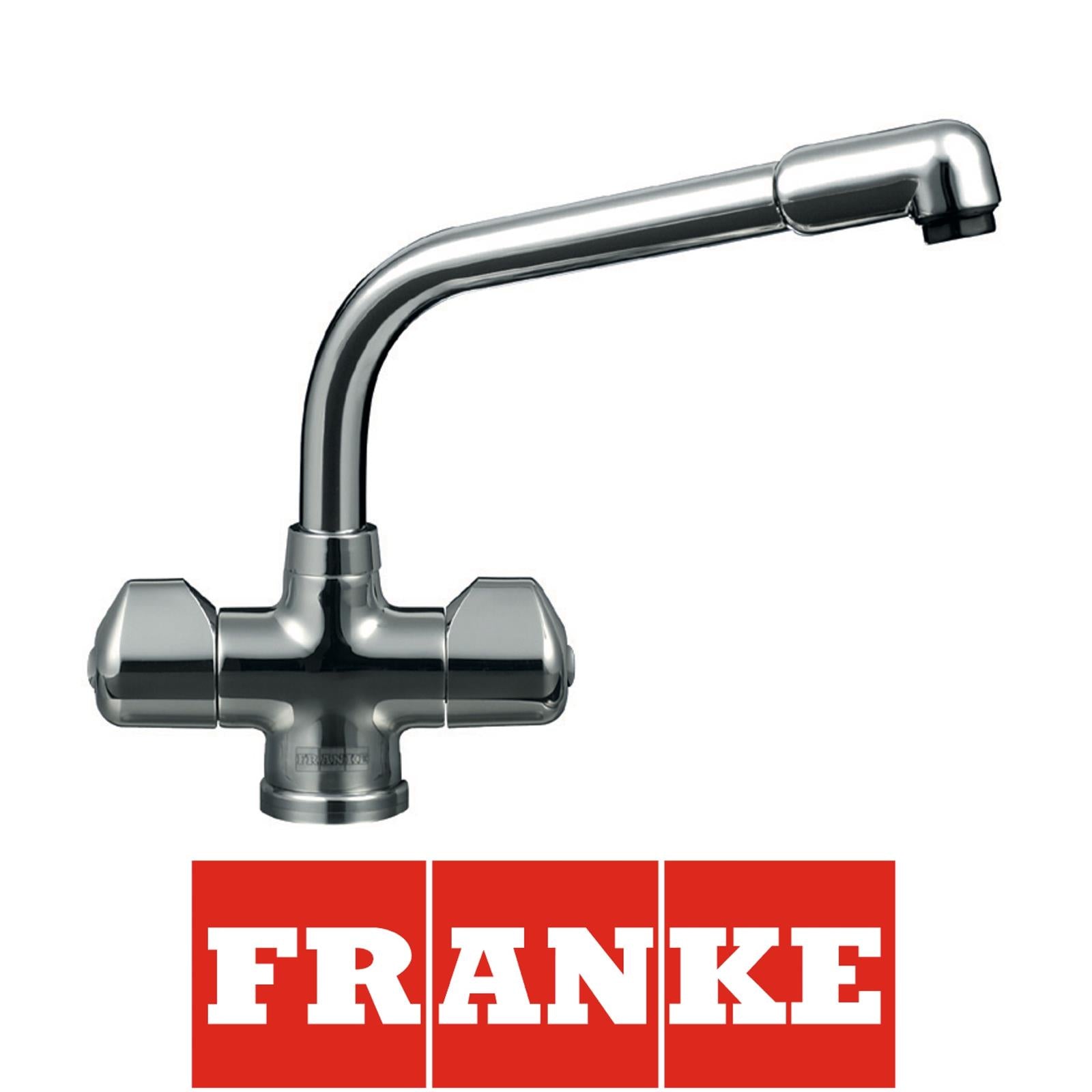 Franke Danube Traditional Twin Lever Swivel Spout Mono Mixer Chrome Kitchen Tap