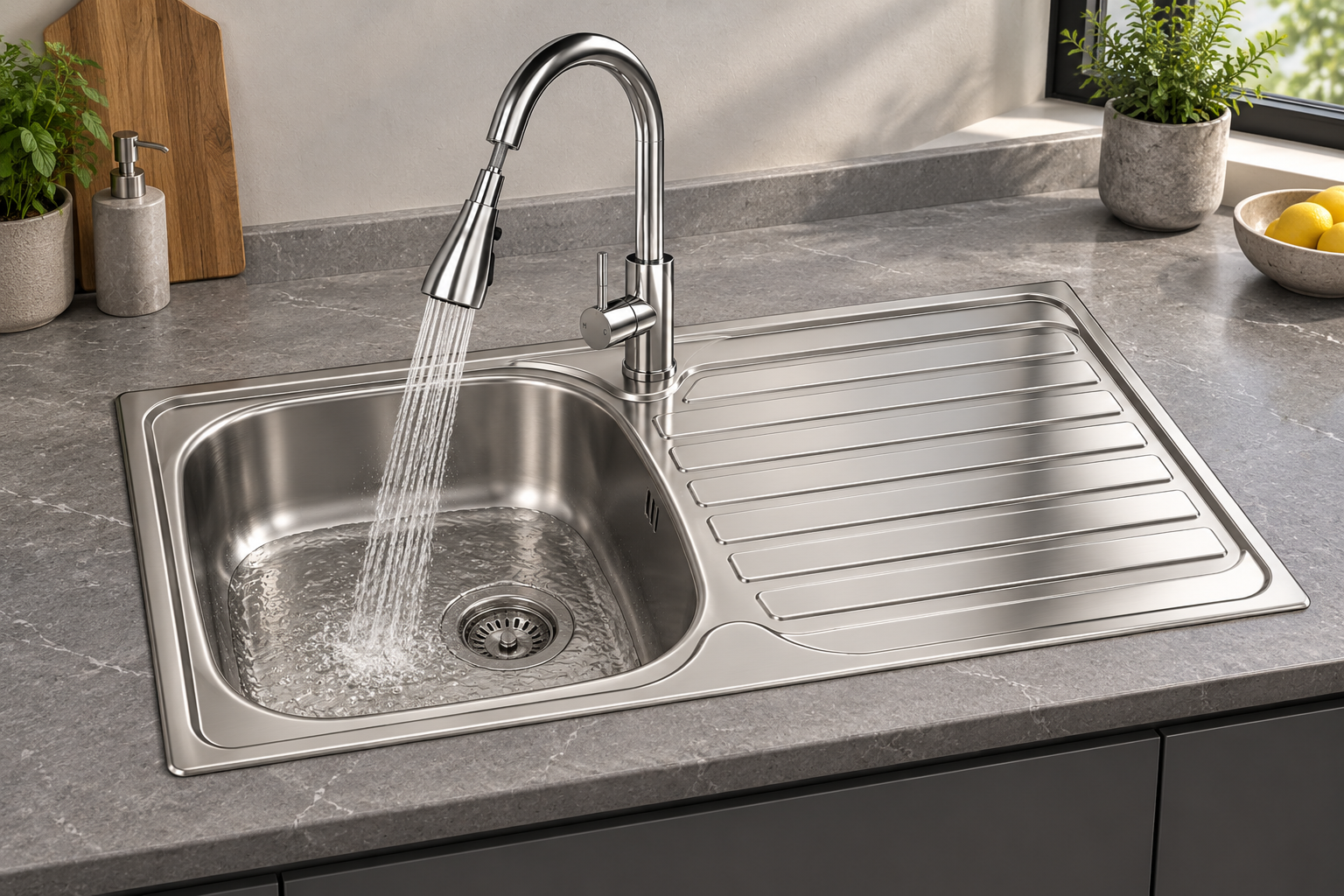 Liquida DER860SS 1 Bowl Reversible Stainless Steel Kitchen Sink 860x500mm