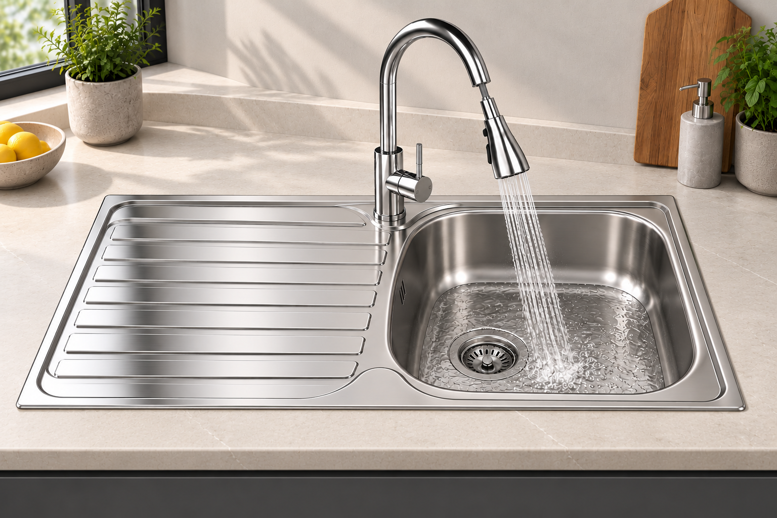 Liquida DER860SS 1 Bowl Reversible Stainless Steel Kitchen Sink 860x500mm