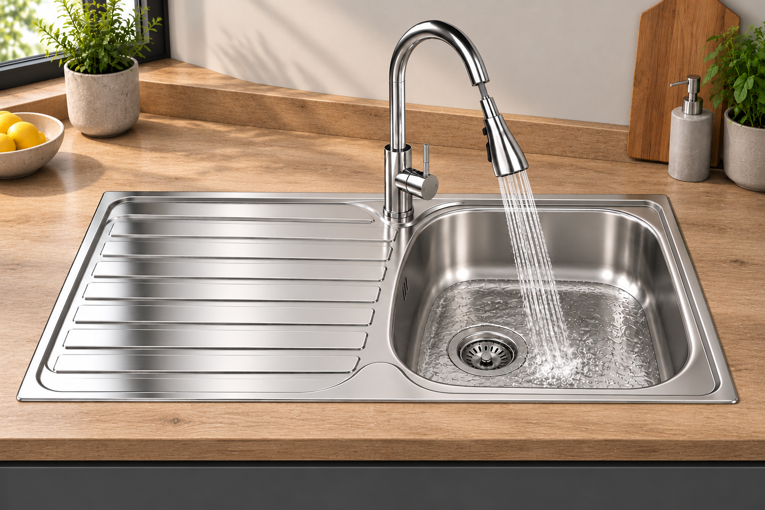 Liquida DER860SS 1 Bowl Reversible Stainless Steel Kitchen Sink 860x500mm