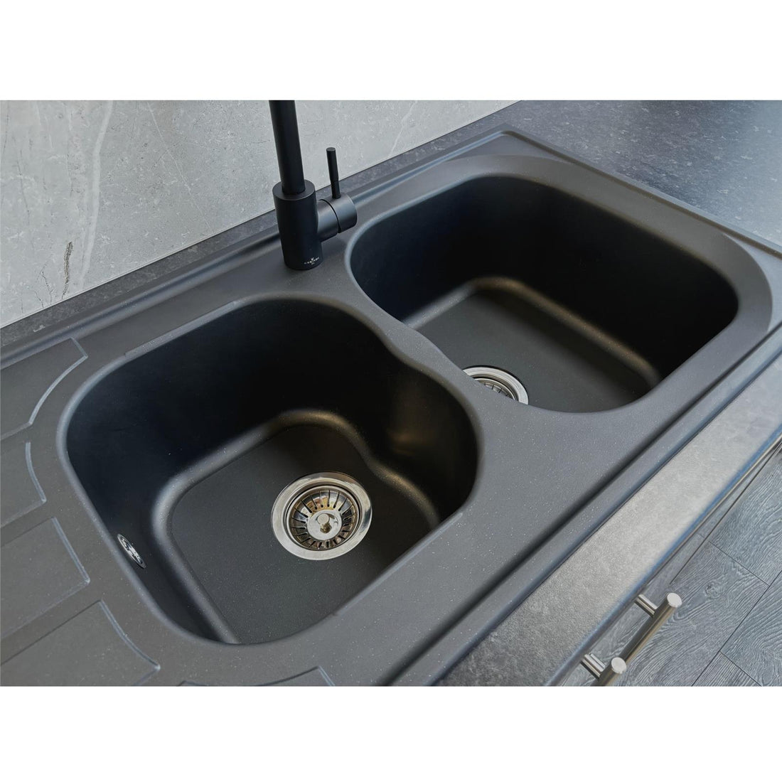 Liquida DK20BL 2.0 Bowl SMC Composite Reversible Inset Large Black Kitchen Sink