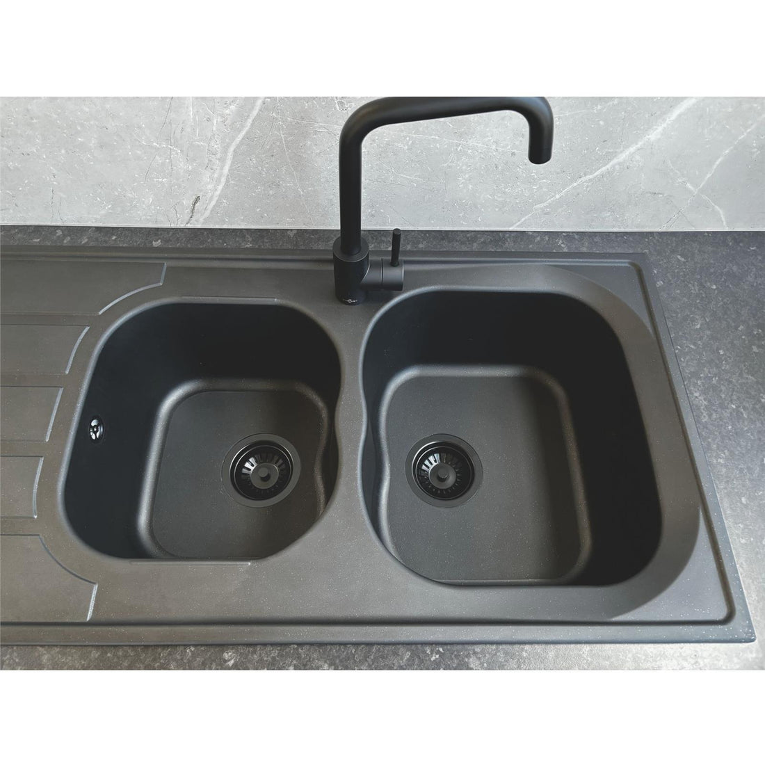 Liquida DK20BL 2.0 Bowl SMC Composite Reversible Inset Large Black Kitchen Sink