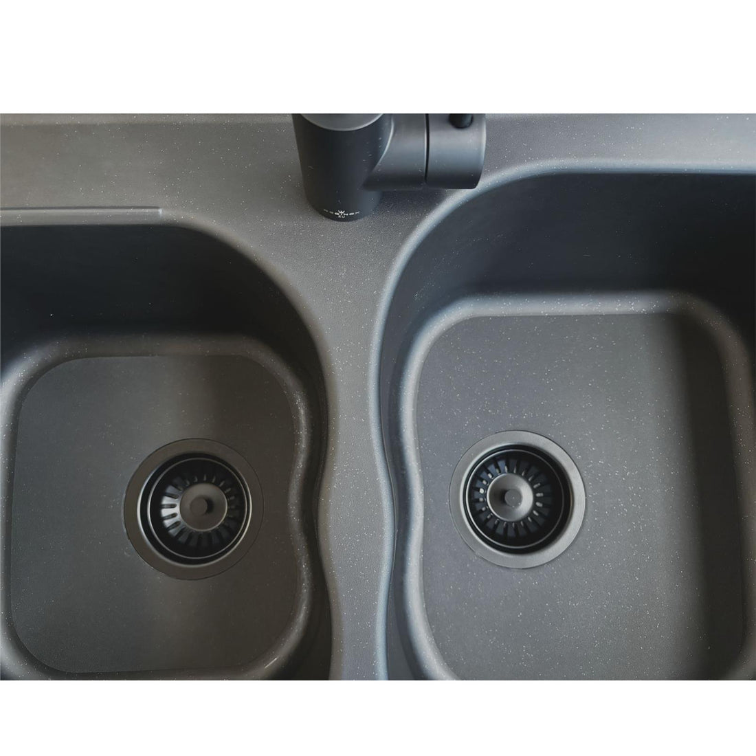 Liquida DK20BL 2.0 Bowl SMC Composite Reversible Inset Large Black Kitchen Sink