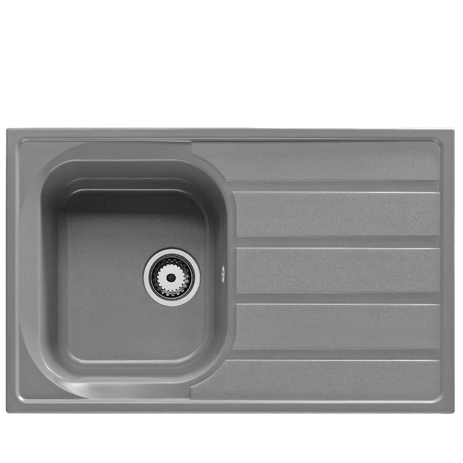 Liquida DK5GR 1.0 Bowl Composite Reversible Inset Grey Kitchen Sink With Waste