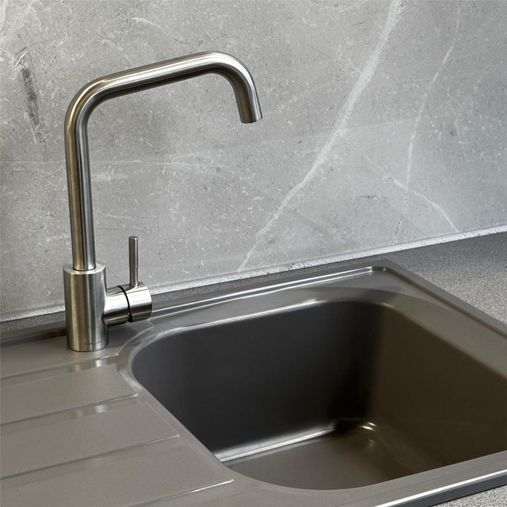 Liquida DK5GR 1.0 Bowl Composite Reversible Inset Grey Kitchen Sink With Waste