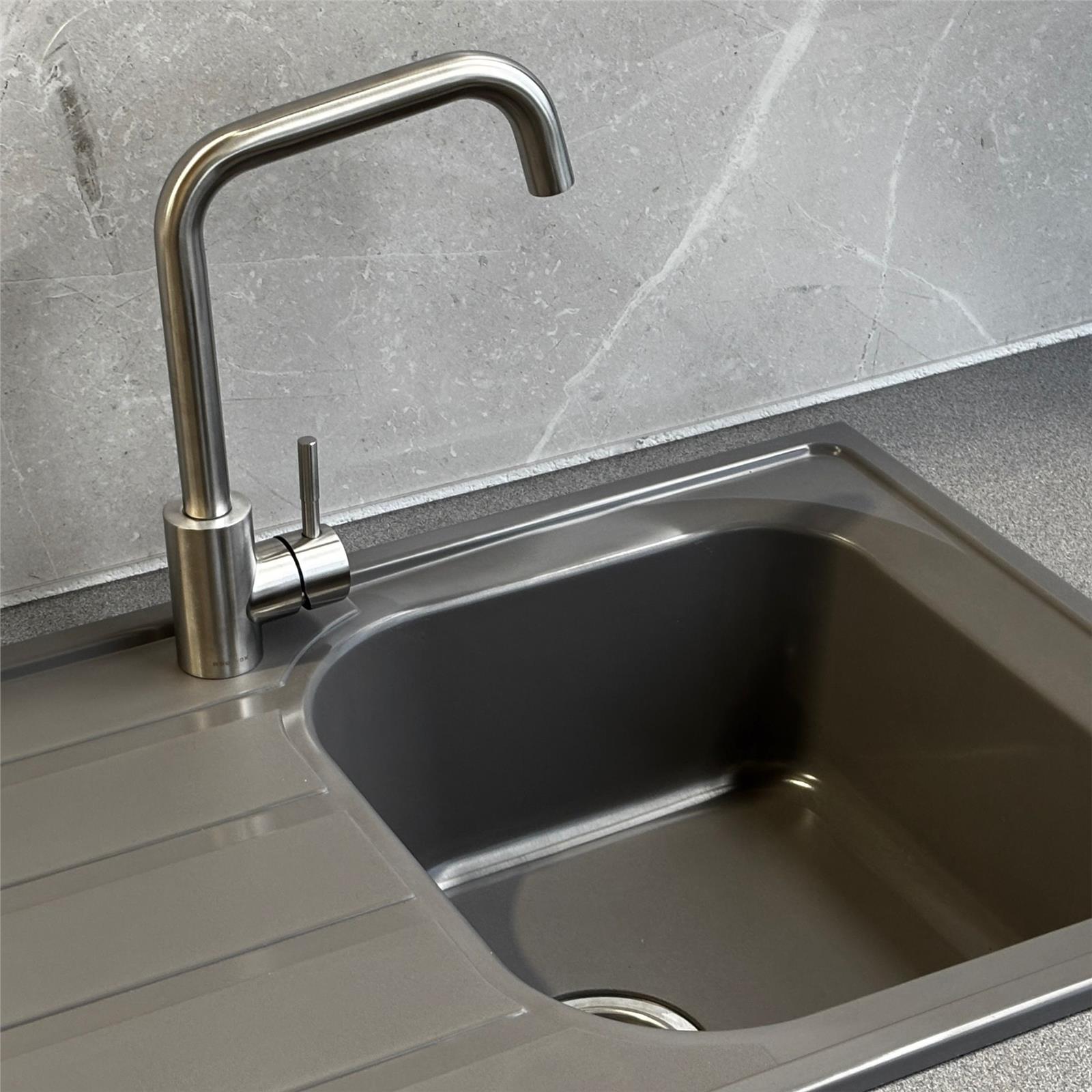 Liquida DK5GR 1.0 Bowl Composite Reversible Inset Grey Kitchen Sink With Waste