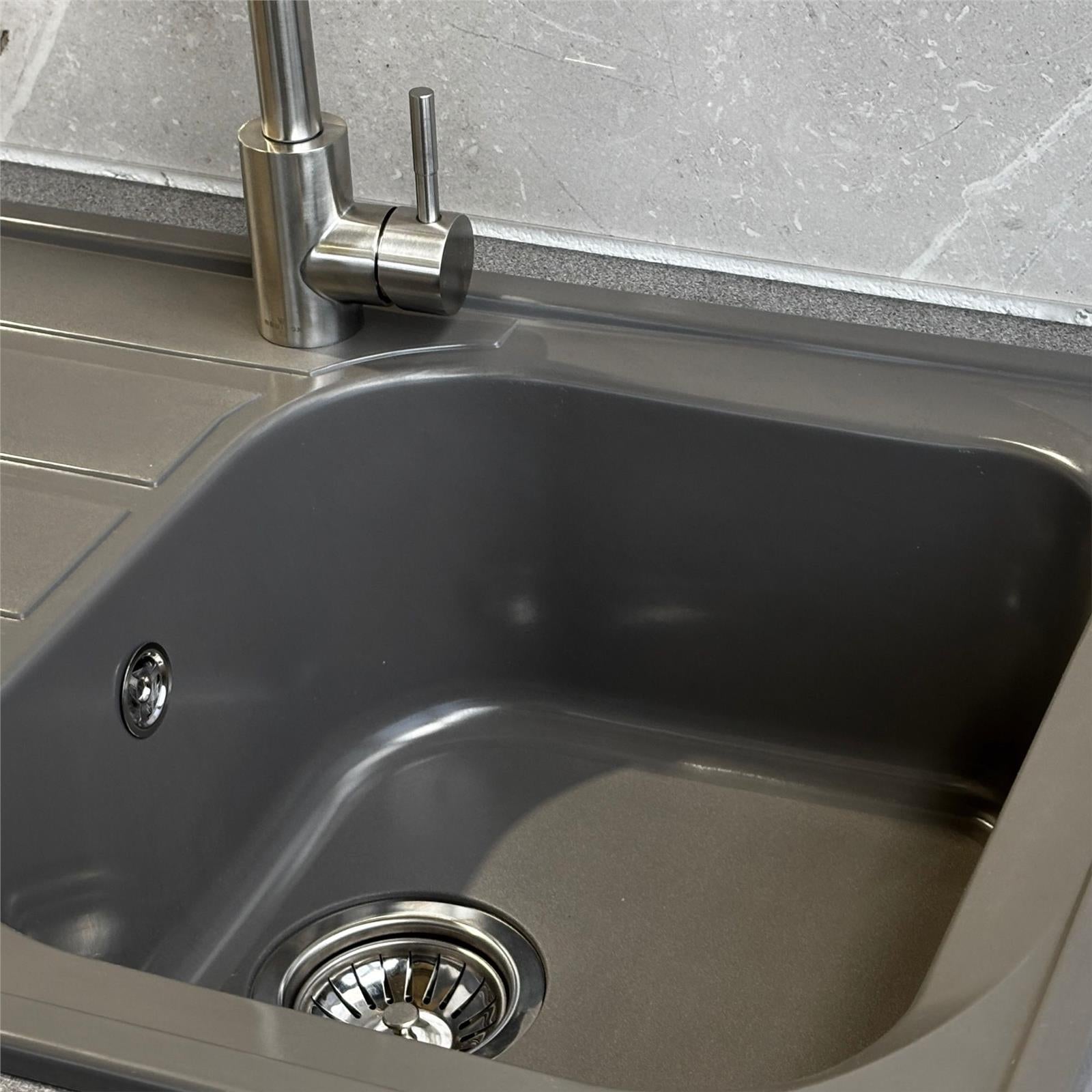 Liquida DK5GR 1.0 Bowl Composite Reversible Inset Grey Kitchen Sink With Waste