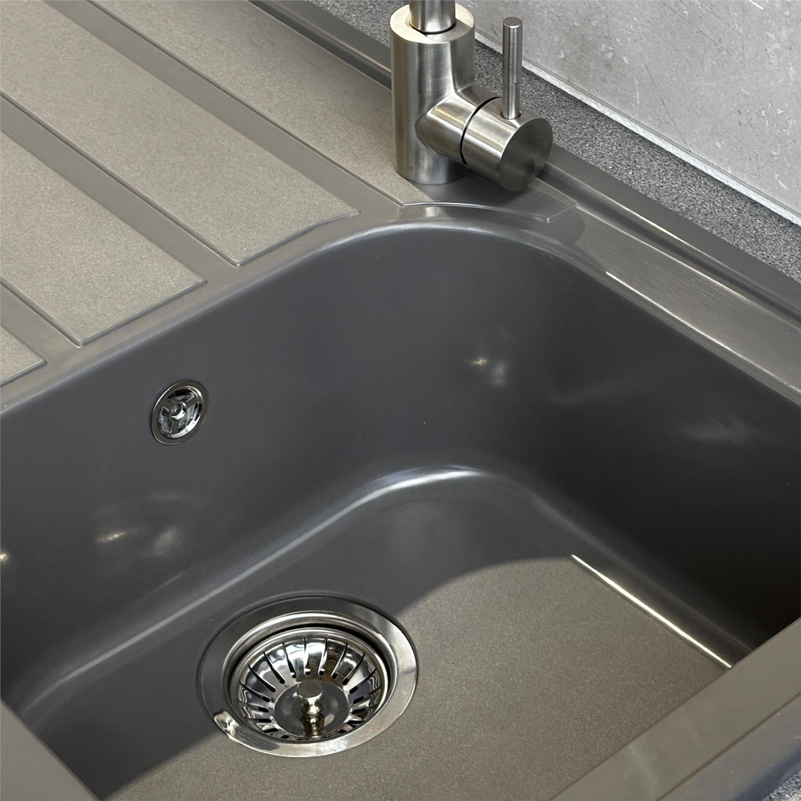 Liquida DK5GR 1.0 Bowl Composite Reversible Inset Grey Kitchen Sink With Waste