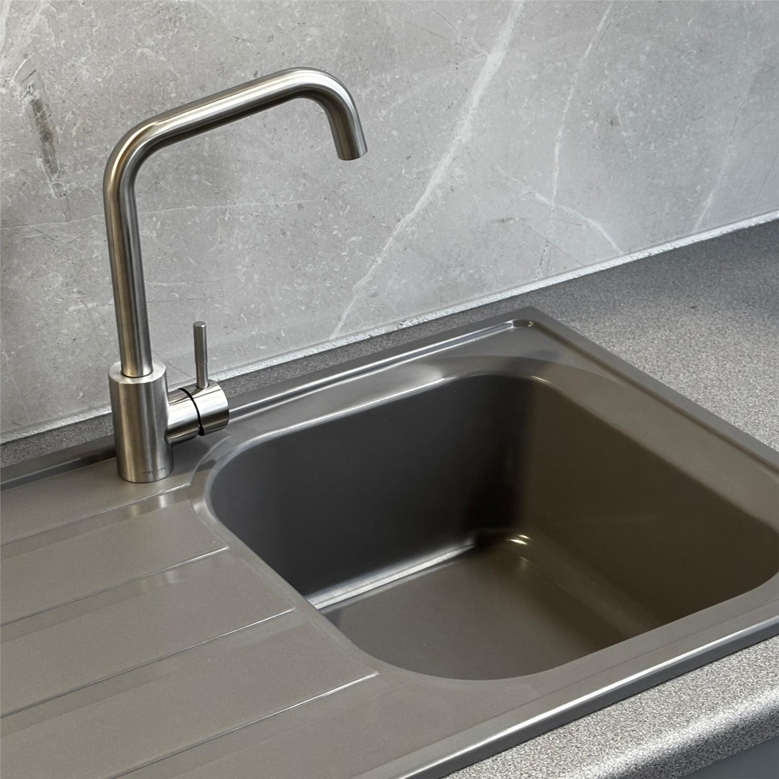 Liquida DK5GR 1.0 Bowl Composite Reversible Inset Grey Kitchen Sink With Waste