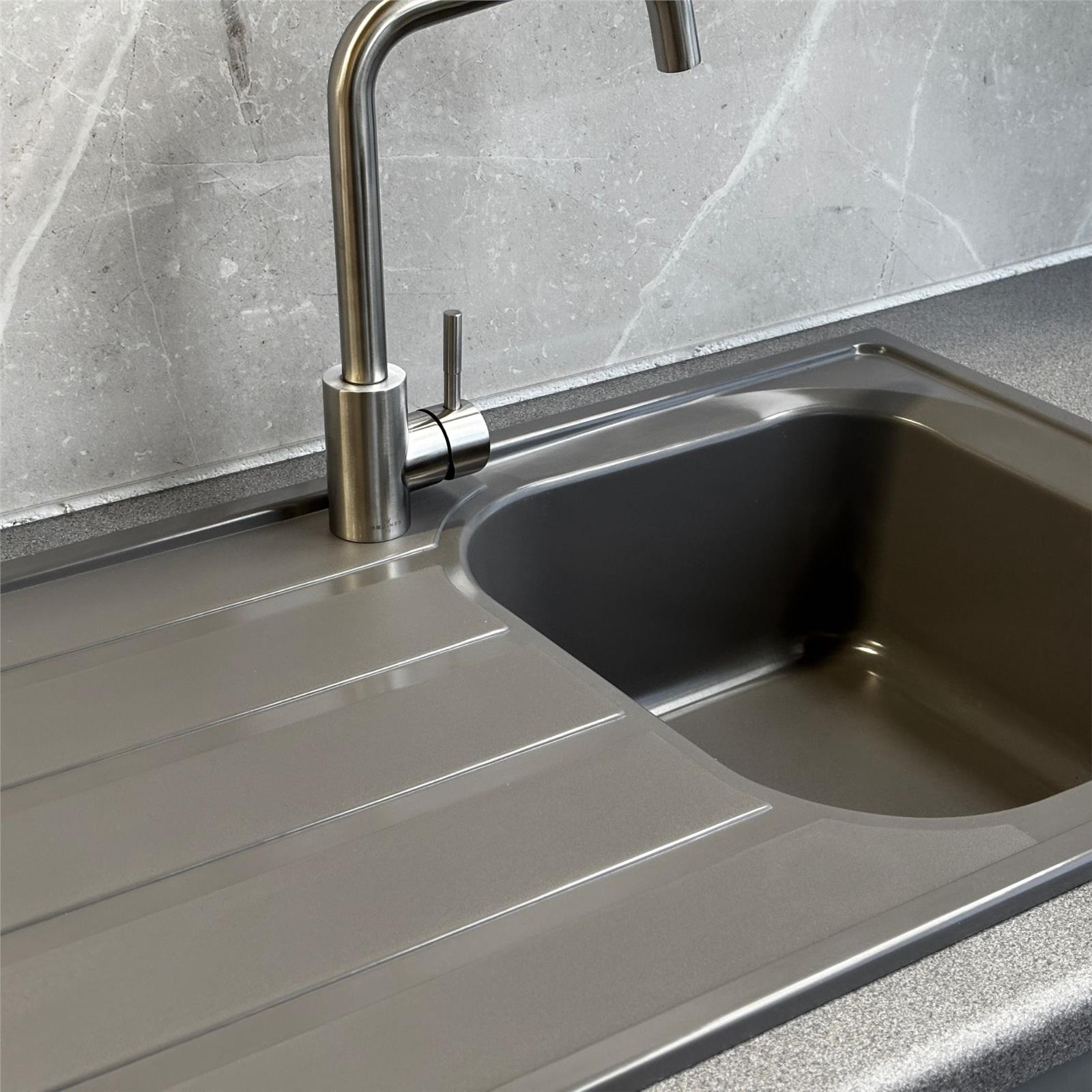 Liquida DK5GR 1.0 Bowl Composite Reversible Inset Grey Kitchen Sink With Waste