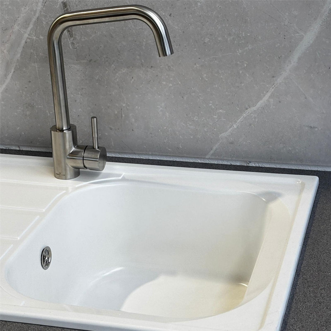 Liquida DK5WH 1.0 Bowl Composite Reversible Inset White Kitchen Sink With Waste