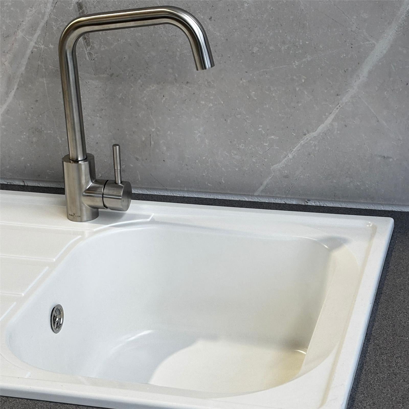 Liquida DK5WH 1.0 Bowl Composite Reversible White Kitchen Sink - GRADED 810 x 500mm