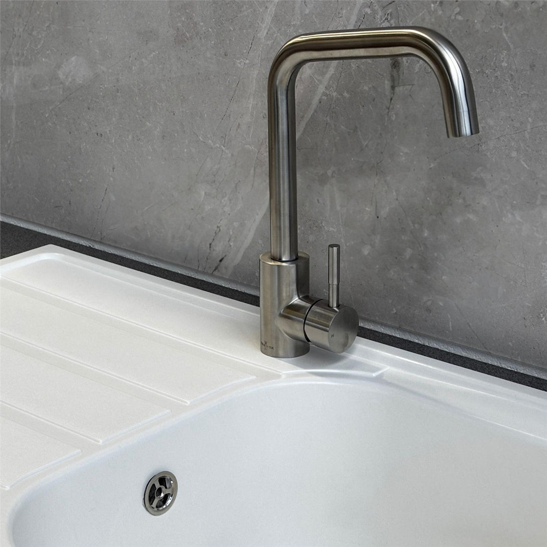 Liquida DK5WH 1.0 Bowl Composite Reversible Inset White Kitchen Sink With Waste