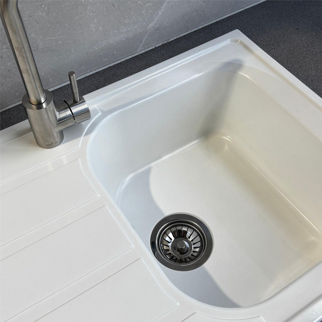 Liquida DK5WH 1.0 Bowl Composite Reversible Inset White Kitchen Sink With Waste